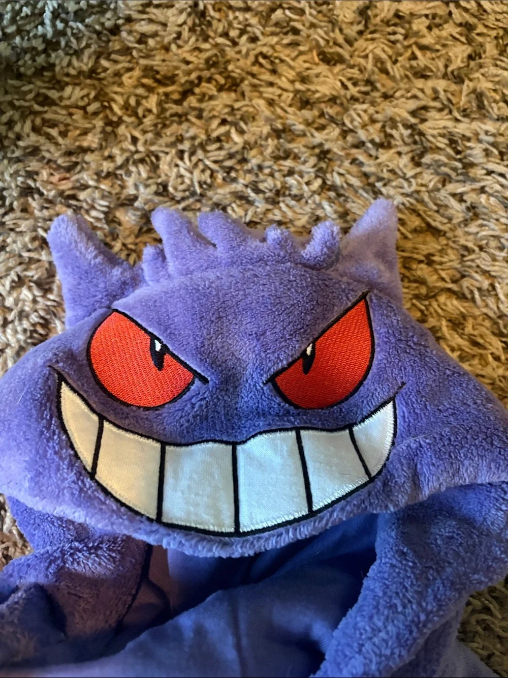 Gengar Kids Purple Fleece One-Piece Pajamas with Hood